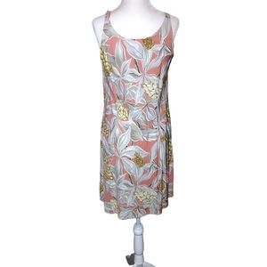 Iolani Mini Dress S Knee Lennade In Hawaii Floral Pink Beige Gray